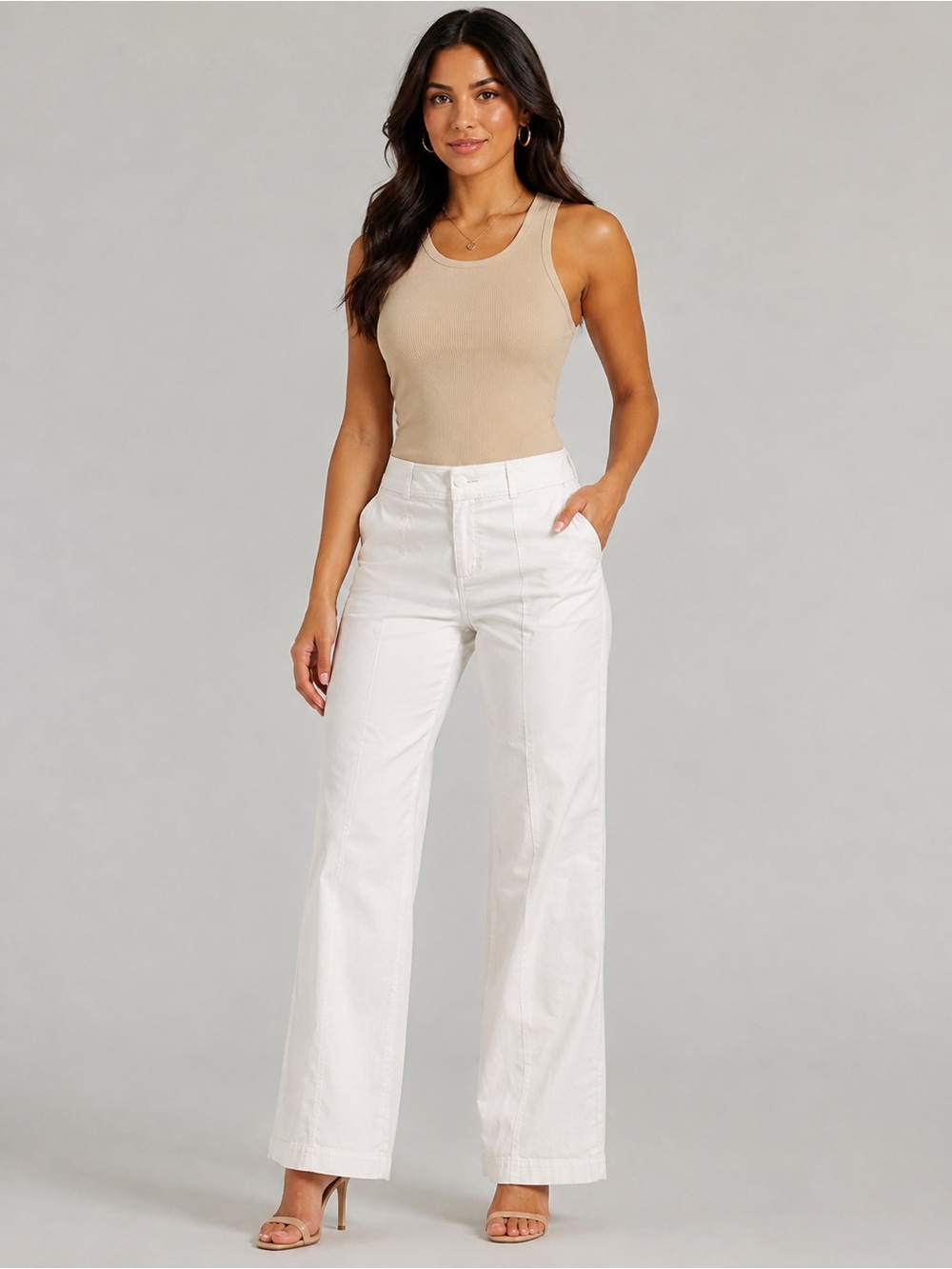 Bebe White Wide-Leg Pants